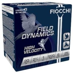 Fiocchi High-Velocity Hunting Load 20 ga 2 3/4" 2 3/4 dr 1 oz #6 1220 fps - 25/ct