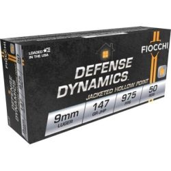 Fiocchi Pistol Shooting Dynamics Handgun Ammunition 9mm Luger 147 gr JHP 975 fps 50/ct