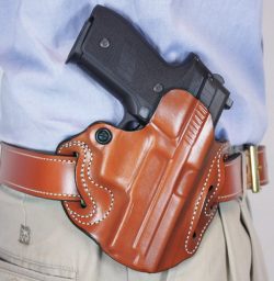 DESANTIS SPEED SCABBARD HOLSTR - RH OWB LEATHER SF XDM 3.8" TAN