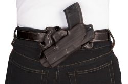 DESANTIS SMALL OF BACK HOLSTER - RH OWB LEATHER COLT 1911 BLACK