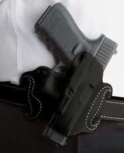 DESANTIS MINI SLIDE HOLSTER - OWB RH LTHER M&P SHLD 9/40 BLK