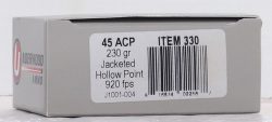 UNDERWOOD 45 ACP 230GR JHP - 20RD 10BX/CS