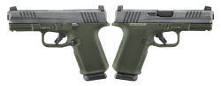 RUGER RXM 9MM PISTOL 4" CRUSHED SILVER BATTLE WORN/GREEN O.R. 2-15RD MAGS - ORION EXCLUSIVE