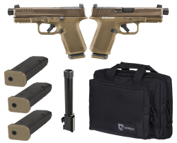 RUGER RXM TACTICAL BUNDLE 9MM PISTOL 4" THREADED, 2 TONE FDE O.R. RANGE BAG, 2-15RD MAGS