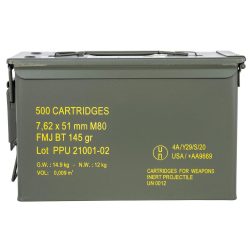 PPU Rangemaster Rifle Ammunition 7.62x51 145 gr FMJBT 2835 fps 500/ct