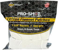 PRO SHOT CLEANING PATCH COTTON - FLANNEL 6MM-7MM 1 3/8" 500CT